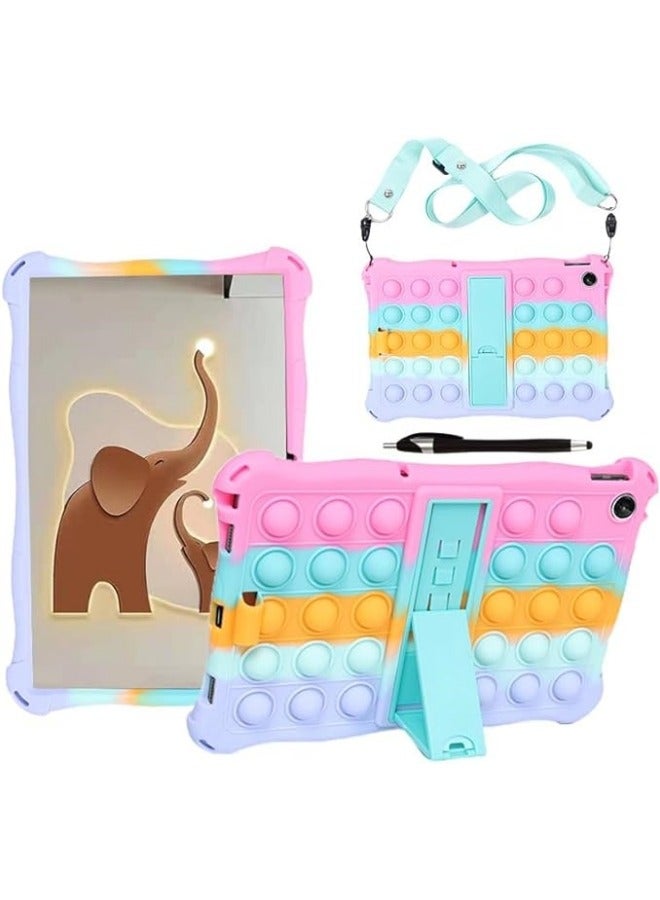 Soft Bubble Kids Case Compatible with Lenovo Tab M10 3rd Gen 10.1 inch (TB-328FU/TB-328XU) 2022 Silicone Stand Cover with Should Strap and Pen - Image 1