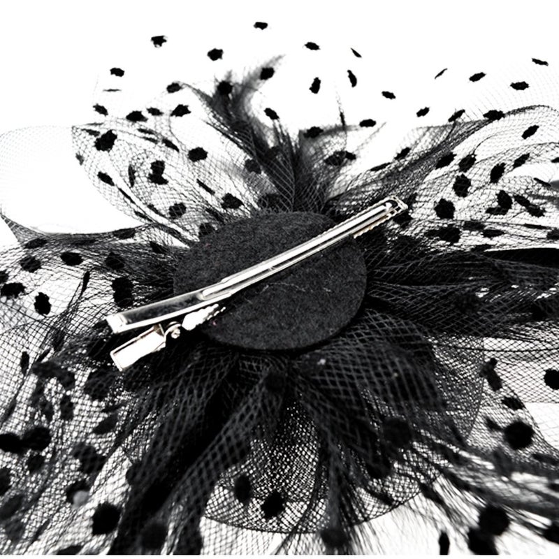 DRESHOW Fascinators Hat Flower Mesh Ribbons Feathers on a Headband and a Clip Tea Party Headwear for Girls and Women - Image 5