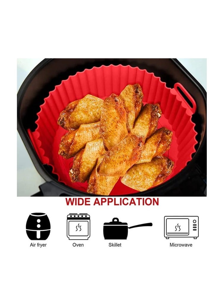 LDQ - 2 Pcs Air Fryer Silicone Liners Food Safe Non Stick Air fryers Basket with Oil Brush & 2pcs Hand Clip Oven Accessories, Reusable Replacement of Flammable Parchment Liner Paper Fits 3QT - 5QT Air Fryer - Image 1