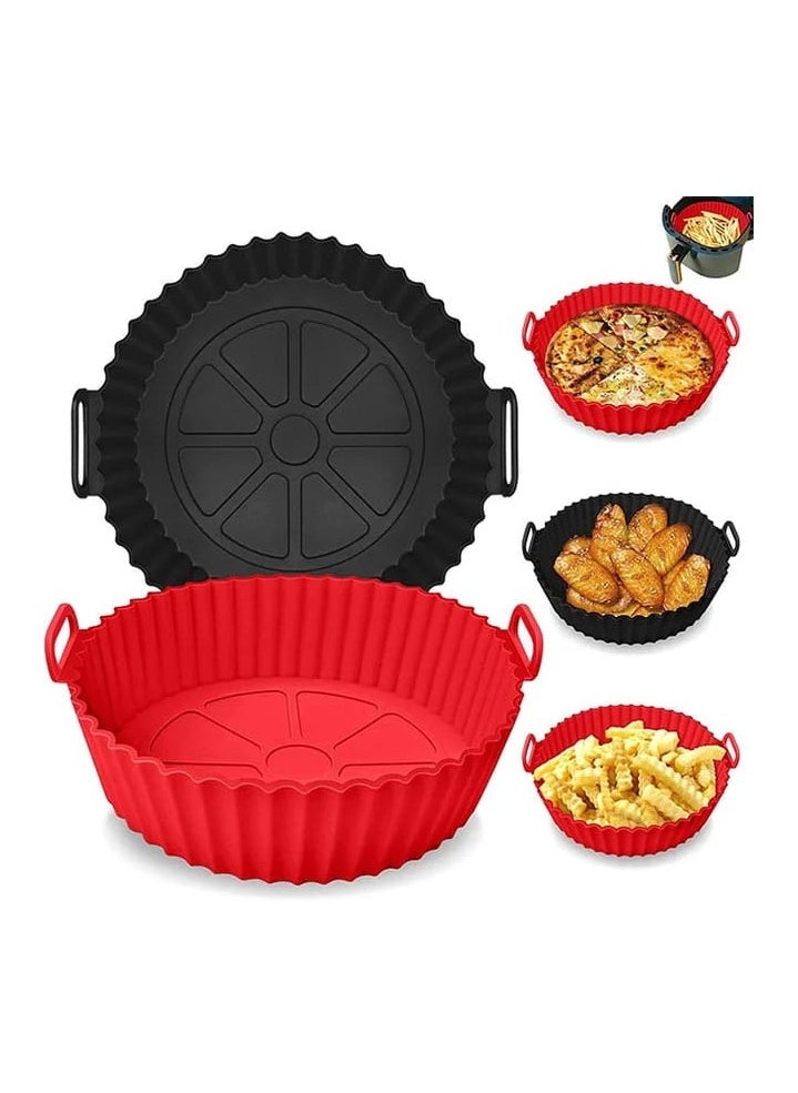 LDQ - 2 Pcs Air Fryer Silicone Liners Food Safe Non Stick Air fryers Basket with Oil Brush & 2pcs Hand Clip Oven Accessories, Reusable Replacement of Flammable Parchment Liner Paper Fits 3QT - 5QT Air Fryer - Image 1
