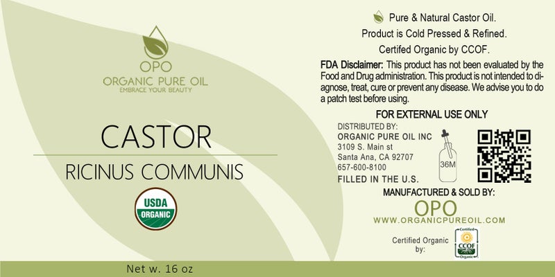 OPO Organic Castor Oil | USDA Certified Organic, Pure and Cold Pressed, Refined, Non-GMO Hexane-Free - 16 oz - for Skin, Hair, Nails, Body, Eyelashes, Growth, Conditions, Nourishes & Hydrates - Image 2