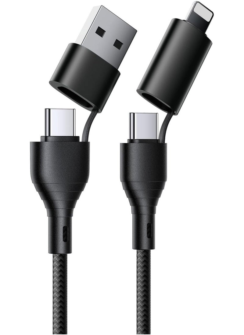 Raxoom 4-in-1 Fast Charging Cable â€“ USB to Lightning, USB to Type-C, Type-C to Lightning 20W, Type-C to Type-C 60W, Nylon Braided for iPhone, Samsung, Huawei & Tablets - Image 2