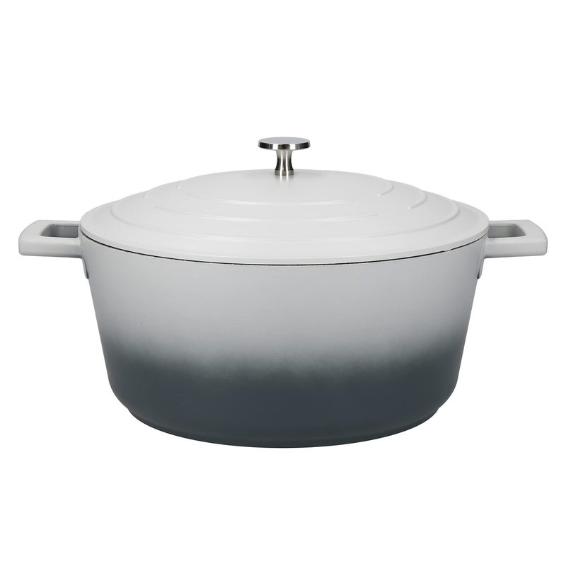 MasterClass Casserole Dish with Lid Large 5L28 cm Lightweight Cast Aluminium Induction Hob and Oven Safe Grey Ombre