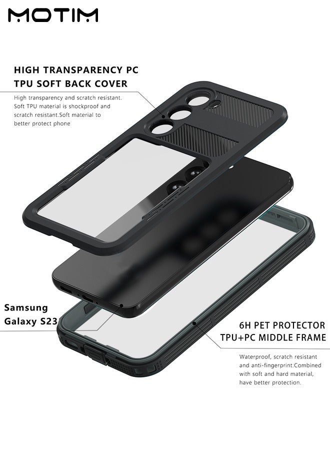 Motim Case for Samsung Galaxy S23, 360° Full body Protection Tempered Glass Waterproof Shockproof Phone Case Cover for Samsung S23 Phone Case - Image 2