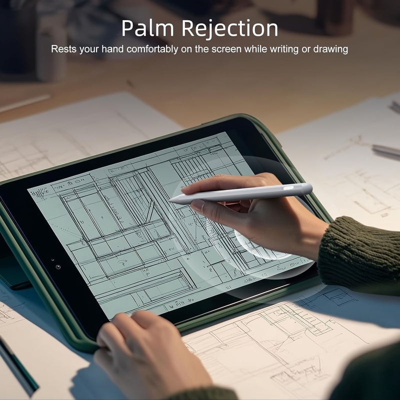 قلم لمسي لاسلكي وردي مع رفض راحة اليد، شحن سريع، وقطعتان إضافيتان لـ iPad - Image 2