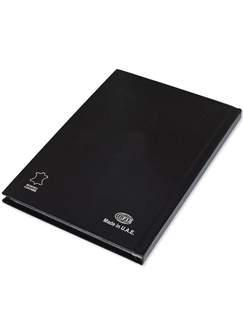 FIS FIS Notebook Bonded Leather, Size A5, Offset White Paper, 70 GSM, 196 Pages, 8 mm Ruled, Hard Cover, Silver Gilded Edges, Colour Black - FSNBHCA5GWHBLBK  - Image 4