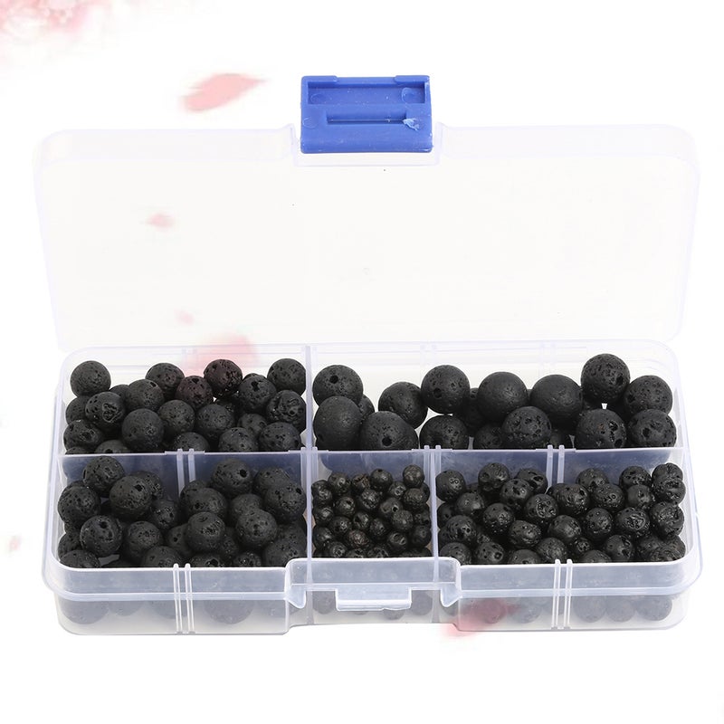 300PCS Black Loose Beads Natural Loose Beads Round Volcanic Stone Beads Simple Loose Beads Chic Spacer Beads for DIY Jewelry Making Black 4MM 6MM 8MM 10MM - Image 5