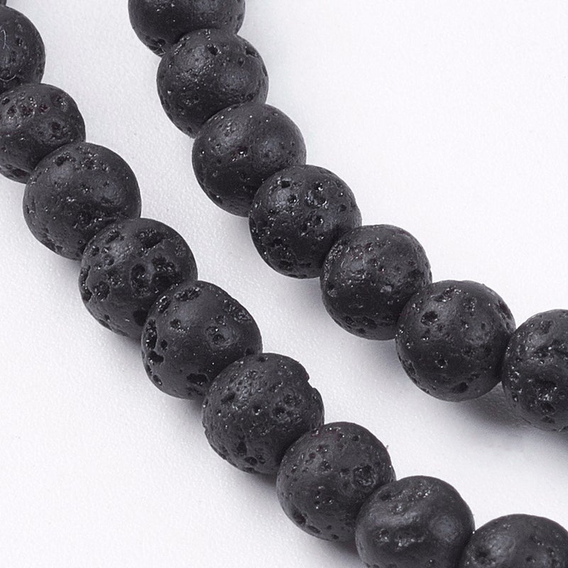 300PCS Black Loose Beads Natural Loose Beads Round Volcanic Stone Beads Simple Loose Beads Chic Spacer Beads for DIY Jewelry Making Black 4MM 6MM 8MM 10MM - Image 4