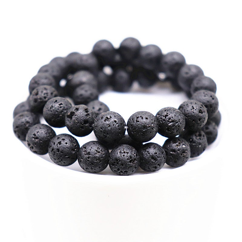 300PCS Black Loose Beads Natural Loose Beads Round Volcanic Stone Beads Simple Loose Beads Chic Spacer Beads for DIY Jewelry Making Black 4MM 6MM 8MM 10MM - Image 2