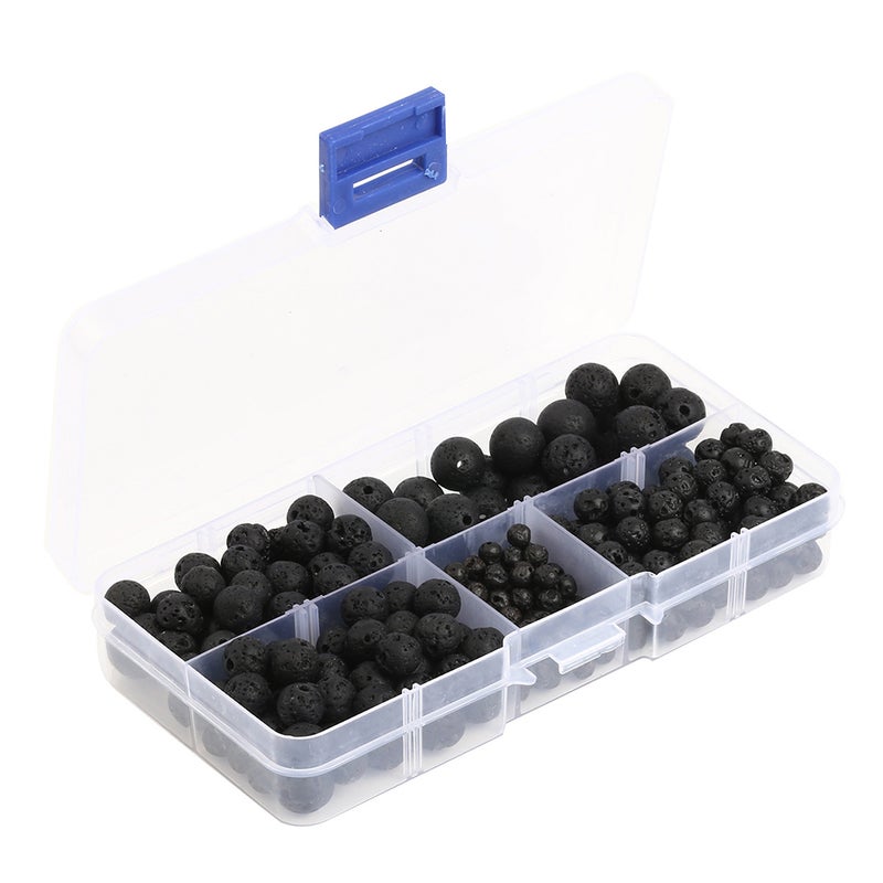 300PCS Black Loose Beads Natural Loose Beads Round Volcanic Stone Beads Simple Loose Beads Chic Spacer Beads for DIY Jewelry Making Black 4MM 6MM 8MM 10MM - Image 3