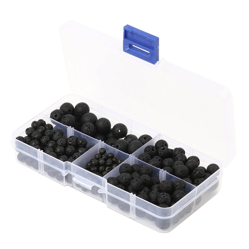 300PCS Black Loose Beads Natural Loose Beads Round Volcanic Stone Beads Simple Loose Beads Chic Spacer Beads for DIY Jewelry Making Black 4MM 6MM 8MM 10MM - Image 1