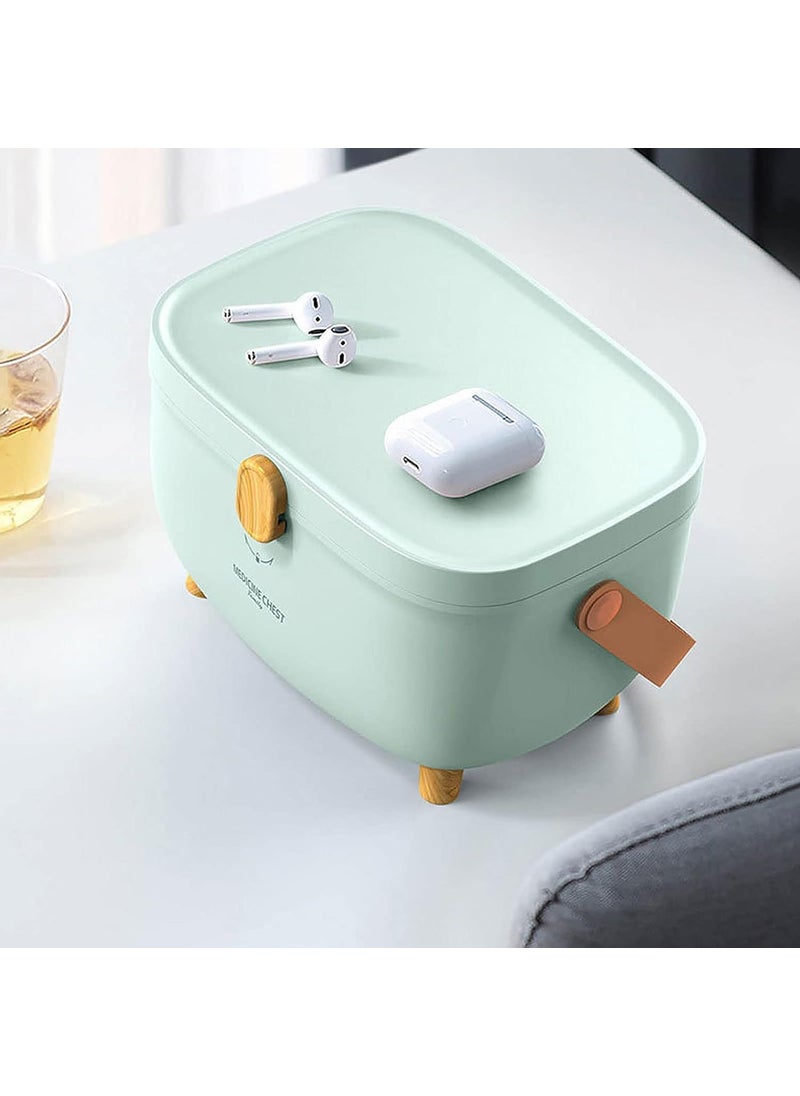 LEVGRY LEVGRY Medicine Storage Box Oval Medicine Box Organizer Storage Plastic First Aid Container Bin with Removable Tray and Portable Handle Family Emergency Medicine Kit Case Organizer for Office  - Image 2