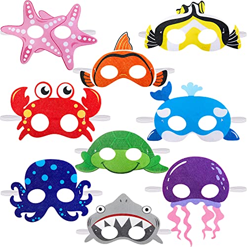Sumind Ocean Animals Felt Masks Sea Animal Masks for Under The Ocean Themed Birthday Halloween Dress Up Costume Party Supplies 18 Pieces - Image 1