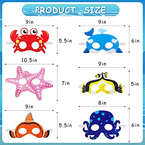 Sumind Ocean Animals Felt Masks Sea Animal Masks for Under The Ocean Themed Birthday Halloween Dress Up Costume Party Supplies 18 Pieces - Image 5