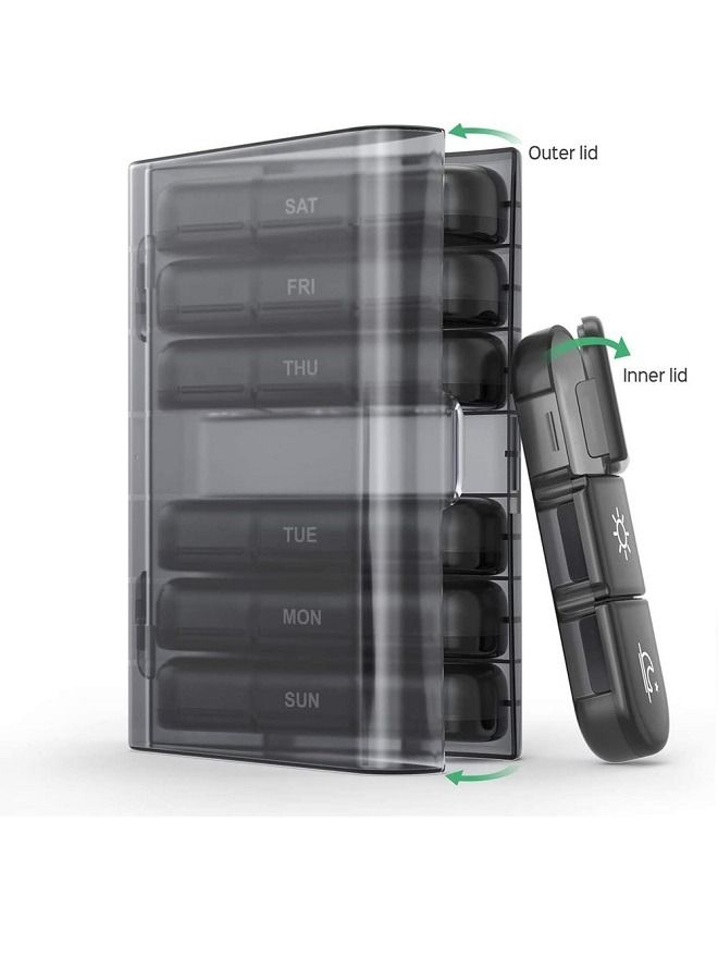 McDou Seven Days 21 Grid Black Pill Box Sorting Box - Image 2