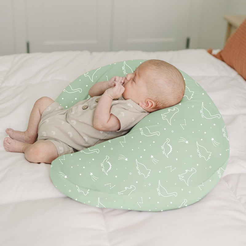 Konssy 2 Pack Nursing Pillow Covers, Stretchy and Soft Nursing Cover for Breastfeeding Pillows, Pillow Slipcover for Baby Girls Boys Newborn (Dino Jungle, Sage) - Image 4