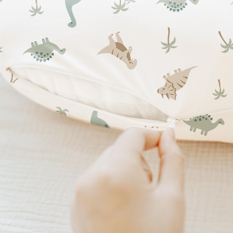 Konssy 2 Pack Nursing Pillow Covers, Stretchy and Soft Nursing Cover for Breastfeeding Pillows, Pillow Slipcover for Baby Girls Boys Newborn (Dino Jungle, Sage) - Image 3
