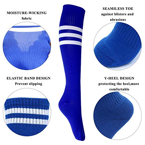 Aulufft Neon Knee High Socks, 8 Pairs Striped Tube Sock Athletic Baseball Basketball Dance Neon Colored Soccer Socks for Adult Girls Women Youth, 8 Colors/Set - Image 2