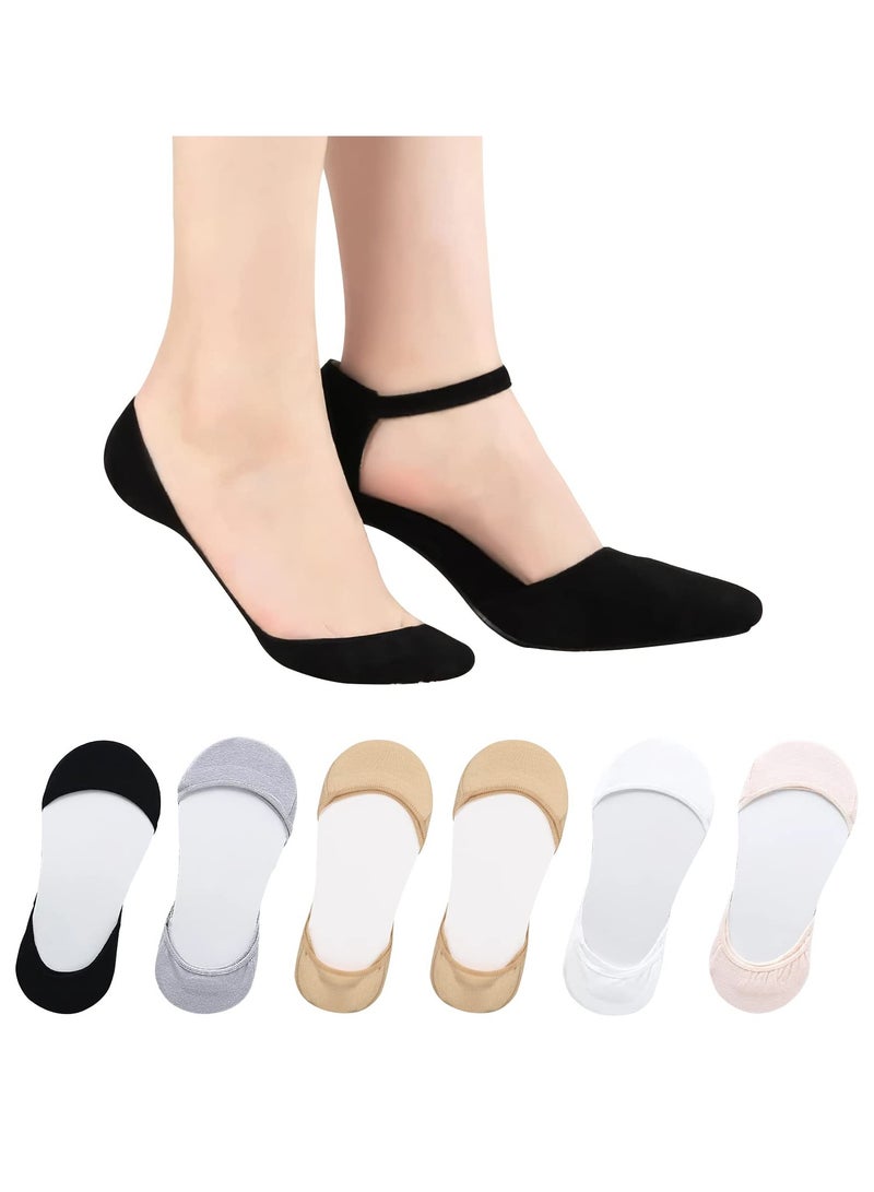 KASTWAVE Women's No-Show Socks - 6 Pairs Cotton Ladies Ultra Low-Cut Liner Invisible Socks Non-slip Soft Ankle Socks Casual Socks for Loafers, Sneakers Flats, and Boat Shoes - Size 35-40(EU) - Image 1