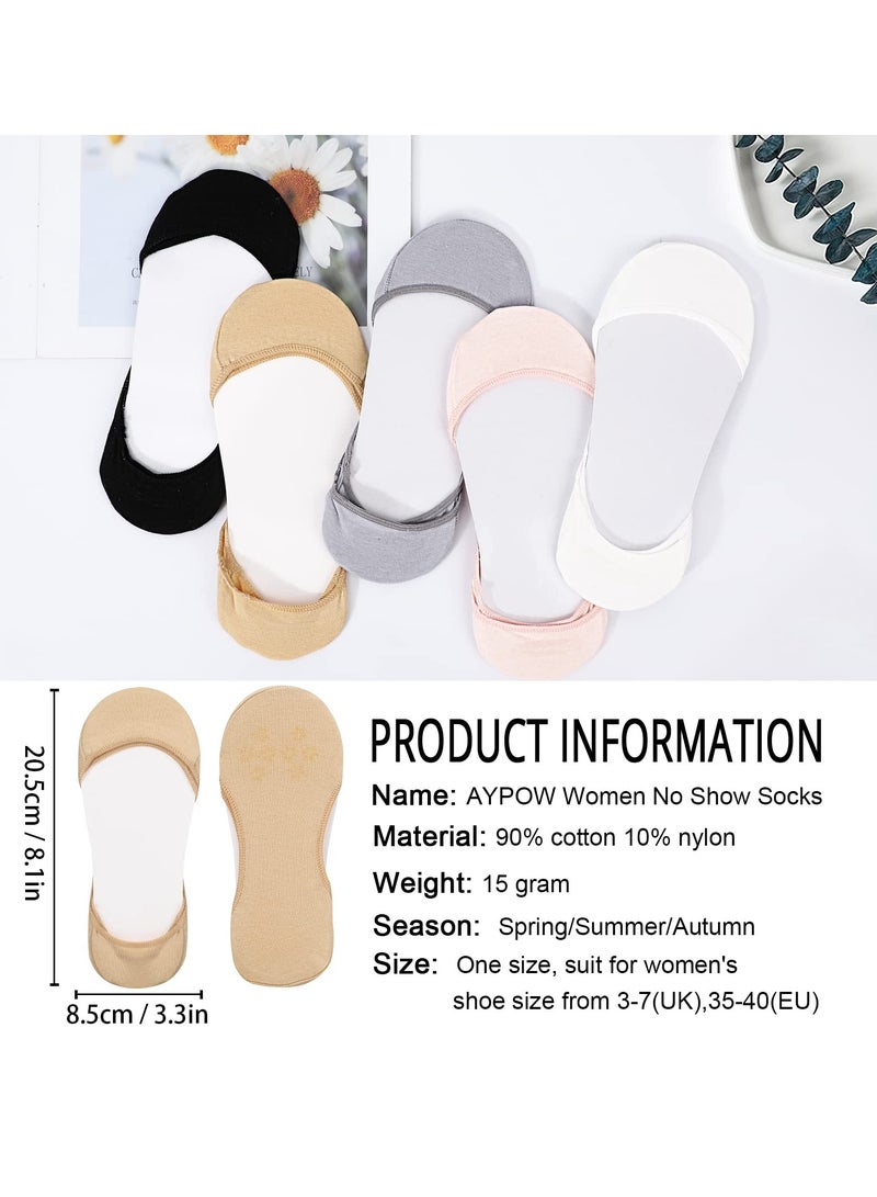KASTWAVE Women's No-Show Socks - 6 Pairs Cotton Ladies Ultra Low-Cut Liner Invisible Socks Non-slip Soft Ankle Socks Casual Socks for Loafers, Sneakers Flats, and Boat Shoes - Size 35-40(EU) - Image 2