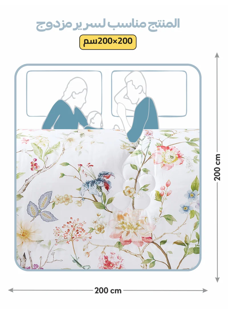 Donetella Bedding Comforter Set, King Size Fits 200x200 cm - 7-Pcs Digital Print Quilted Bed Set, Microfiber Fabric - 1 Comforter, 1 Fitted Sheet, 2 Pillow Shams, 2 Pillowcases 1 Cushion Cover.
