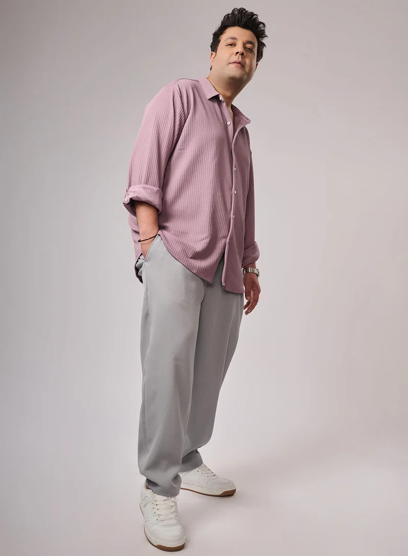 انستافاب بلس بنطلون كتان رجالي رمادي سحابي بقصة ضيقة للملابس الكاجوال