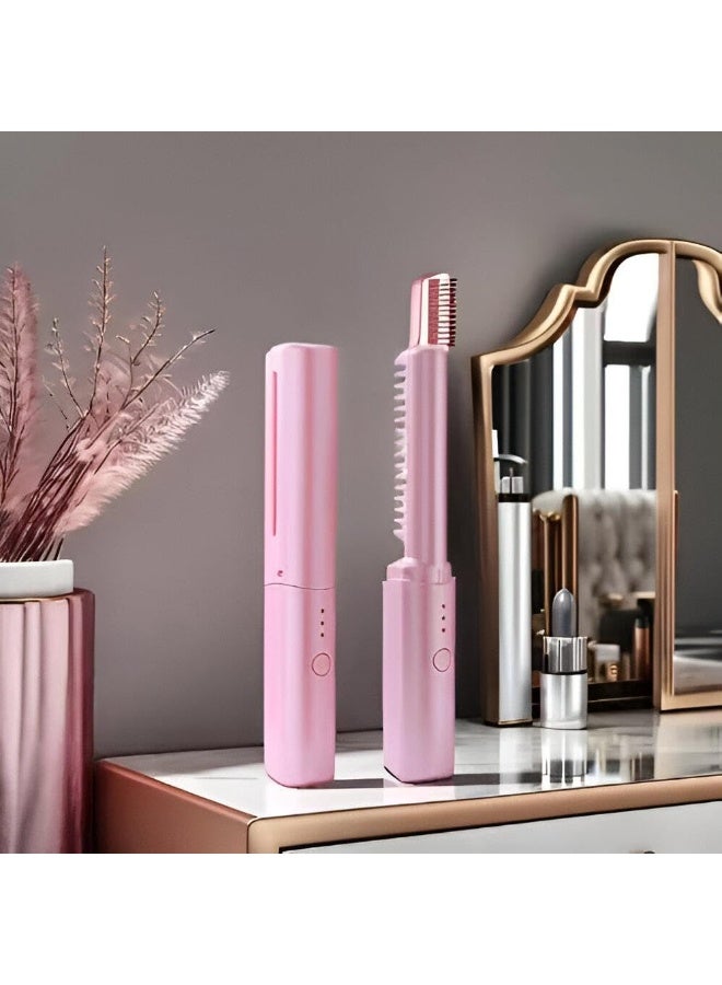 Portable cordless hair straightener for travel, mini rechargeable hair straightener, straightener, curler, and curler, 2-in-1 mini hair straightening brush with 3 settings, portable - Image 3