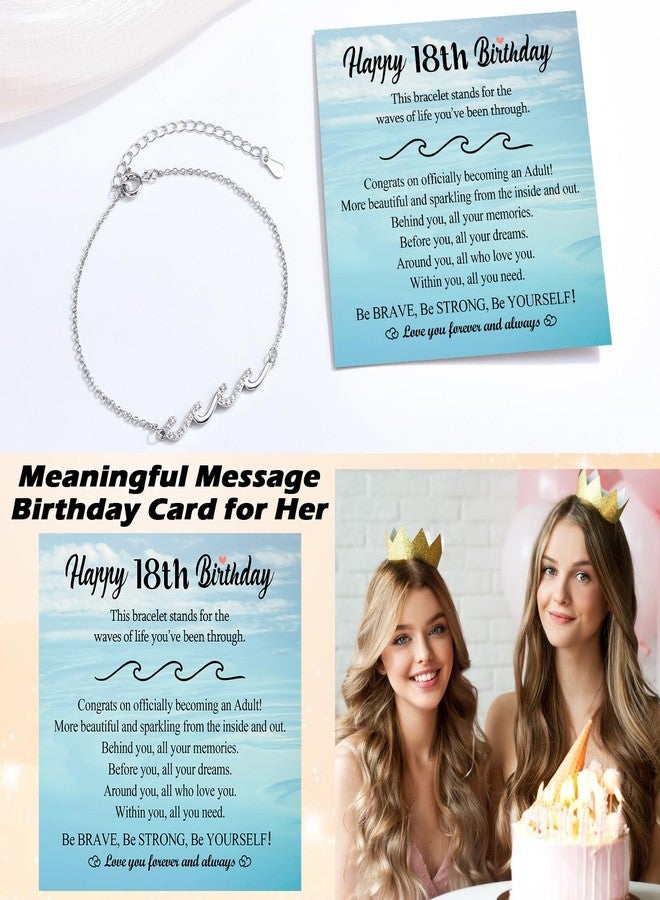 EPIRORA 18th Birthday Gifts for Girls, 18K White Gold Plated Silver Wave Bracelets, 18 Year Old Birthday Gift Ideas for Daughter Sister Granddaughter Niece Friend, 18 Teen Girl Gifts Trendy Stuff - Image 2