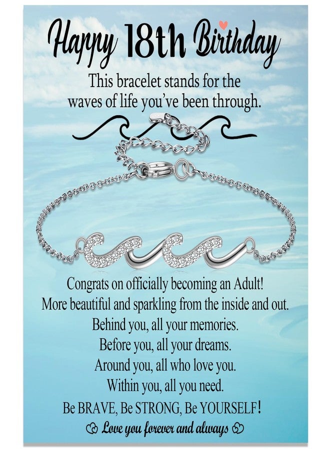 EPIRORA 18th Birthday Gifts for Girls, 18K White Gold Plated Silver Wave Bracelets, 18 Year Old Birthday Gift Ideas for Daughter Sister Granddaughter Niece Friend, 18 Teen Girl Gifts Trendy Stuff - Image 1
