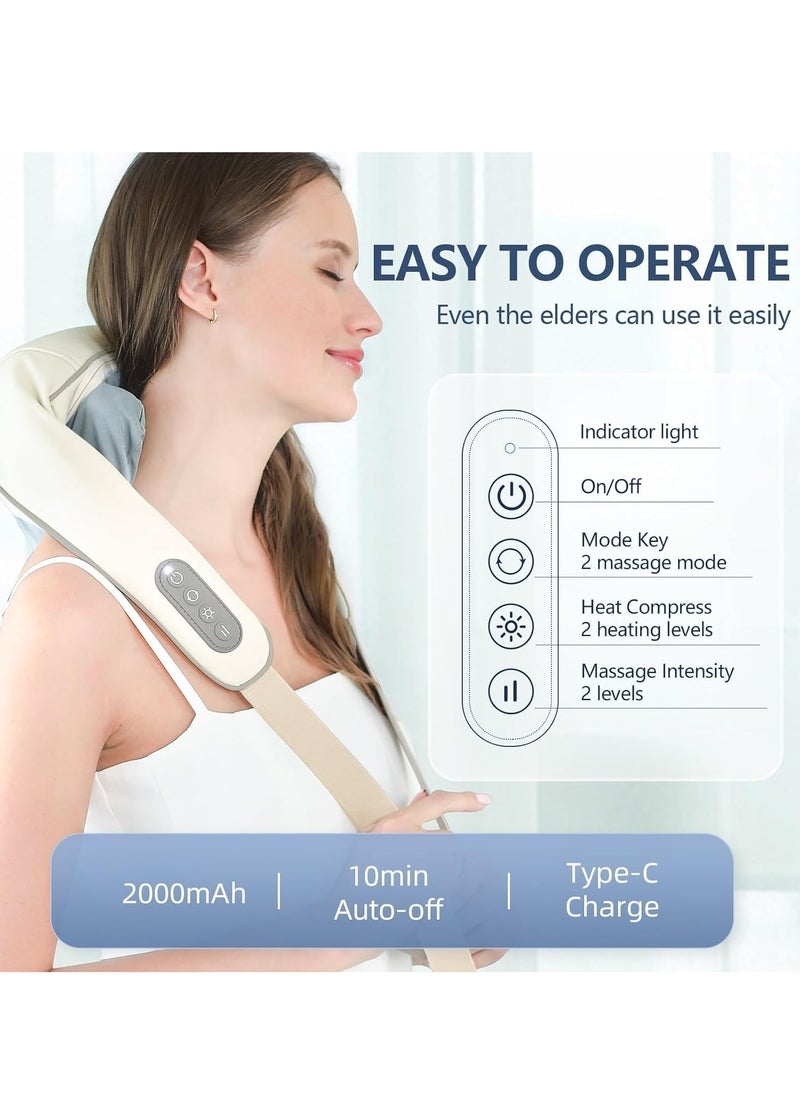 SYOSI Neck and Shoulder Massager, Intelligent Wireless Neck Shoulder Back Massager, Portable Shiatsu Neck and Shoulder Massager with Heat and Two Massage Modes, for Neck Pain, Shoulder Muscle Relief  - Image 2