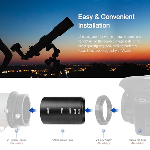 Astromania Astronomical 2"/M48-extension Tube Kit for Cameras and eyepieces - Length 5mm 8mm 10mm 20mm 30mm - M48x0.75 on Both Sides - Image 4
