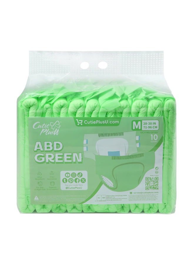 CutiePlusU Disposable Adult Diaper Heavy Absorption Dry Surface Adult Diapers All Night- Green 10 Pieces (Medium 28"-38") - Image 3