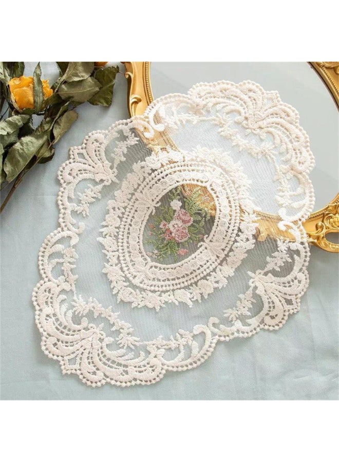 مفرش مائدة بيضاوي عتيق مطرز يدوياً من الجاكار مفرش مائدة بيضاوي 31 × 42 سم - Image 1