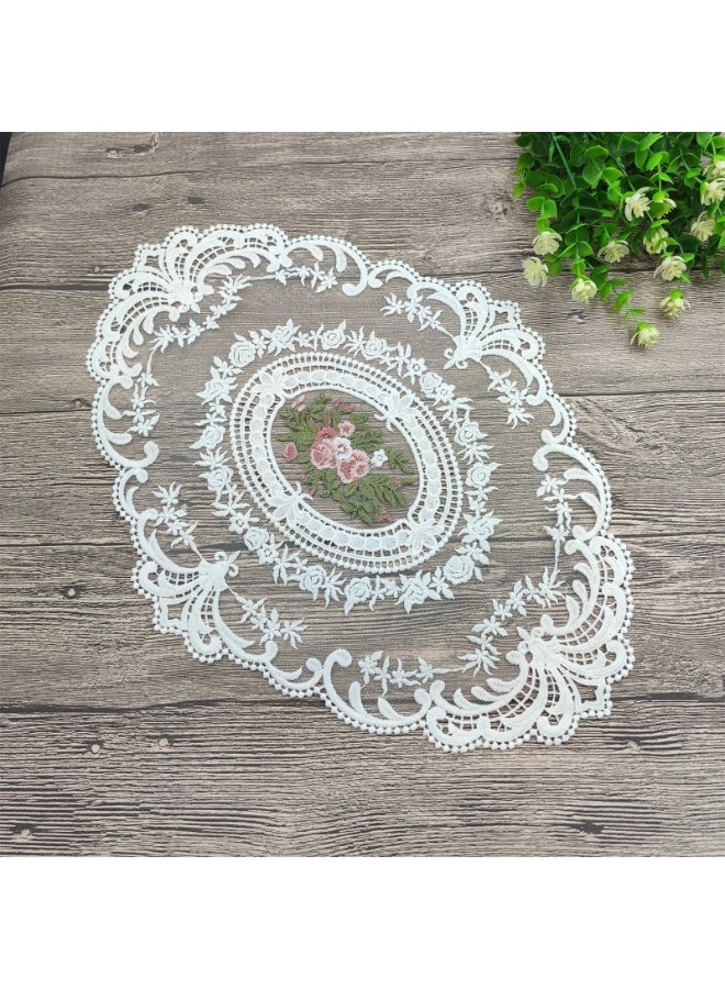 مفرش مائدة بيضاوي عتيق مطرز يدوياً من الجاكار مفرش مائدة بيضاوي 31 × 42 سم - Image 3