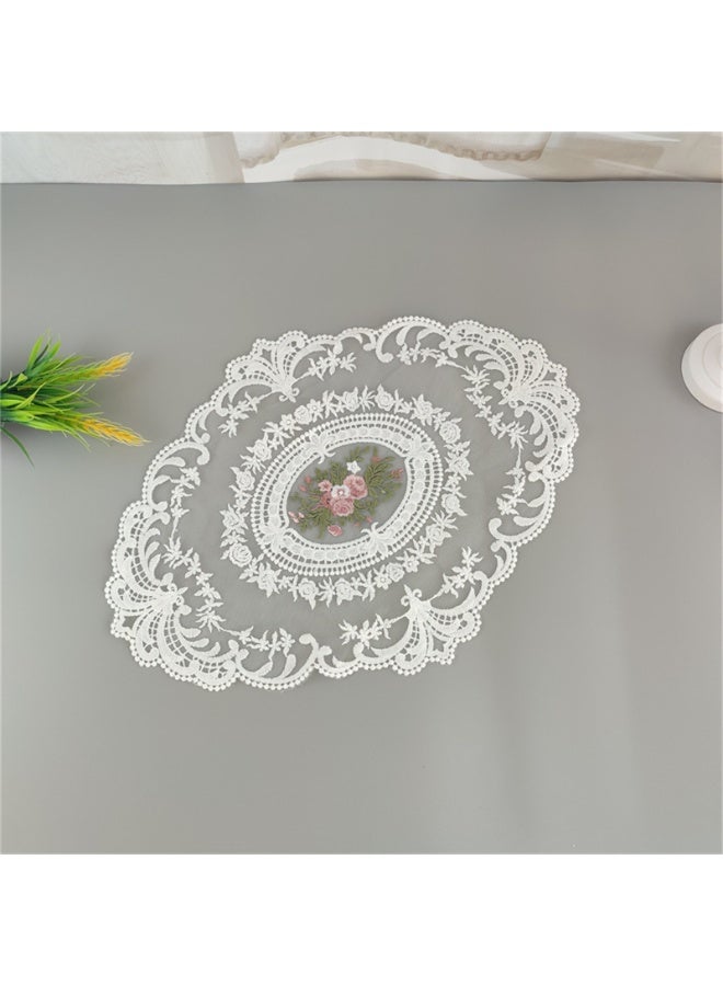 مفرش مائدة بيضاوي عتيق مطرز يدوياً من الجاكار مفرش مائدة بيضاوي 31 × 42 سم - Image 4