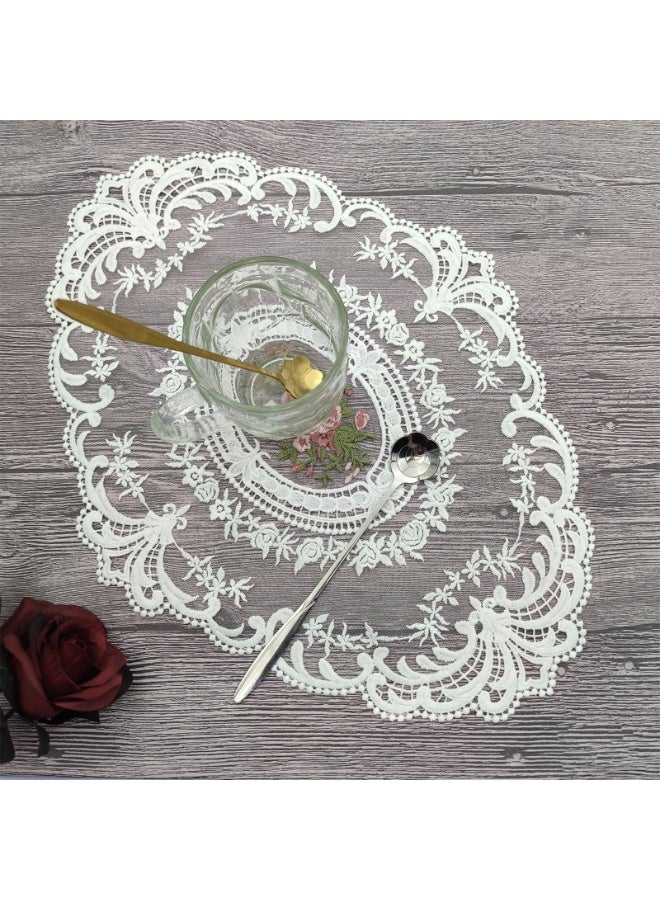 مفرش مائدة بيضاوي عتيق مطرز يدوياً من الجاكار مفرش مائدة بيضاوي 31 × 42 سم - Image 5