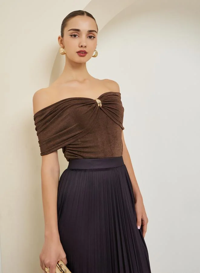 ستايلي بلوزة محبوكة مكشوفة الأكتاف