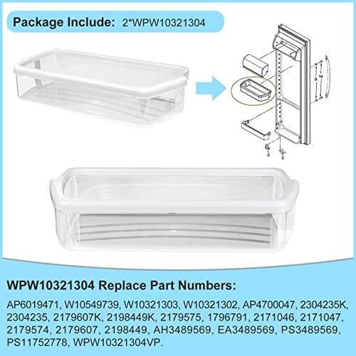 M Motico [2 PACK]W10321304 Refrigerator Door Shelf Replacement Compatible with Whirlpool Fridge Door Bin WRS325FDAM01, WRS325FDAM02, WRS325FDAM04, ED5FVGXWS07 - Replace WPW10321304,AP6019471, 2179574, 2179575 - Image 2