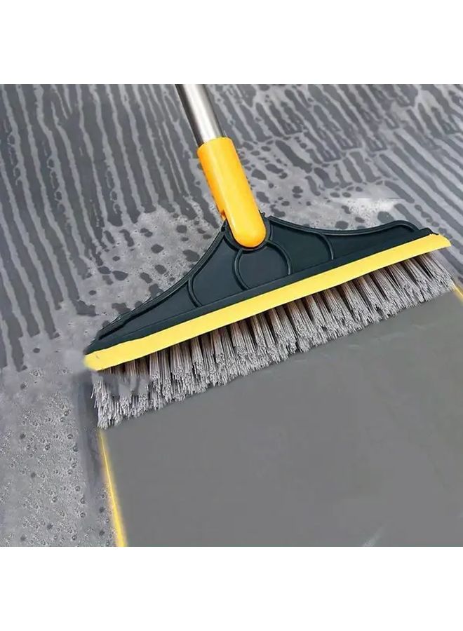 2 in 1 Rotating Floor Scrub Brush and Mop with Long Handle Heavy Duty Stiff Bristle Broom Ergonomic Grip Black Durable Plastic Construction for Bathroom Kitchen Tile Vinyl Linoleum Floors Commercial and Home Use Space Saving Design Easy Storage Multi Surface Floor Cleaner - Image 2
