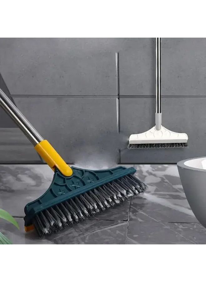 2 in 1 Rotating Floor Scrub Brush and Mop with Long Handle Heavy Duty Stiff Bristle Broom Ergonomic Grip Black Durable Plastic Construction for Bathroom Kitchen Tile Vinyl Linoleum Floors Commercial and Home Use Space Saving Design Easy Storage Multi Surface Floor Cleaner - Image 1