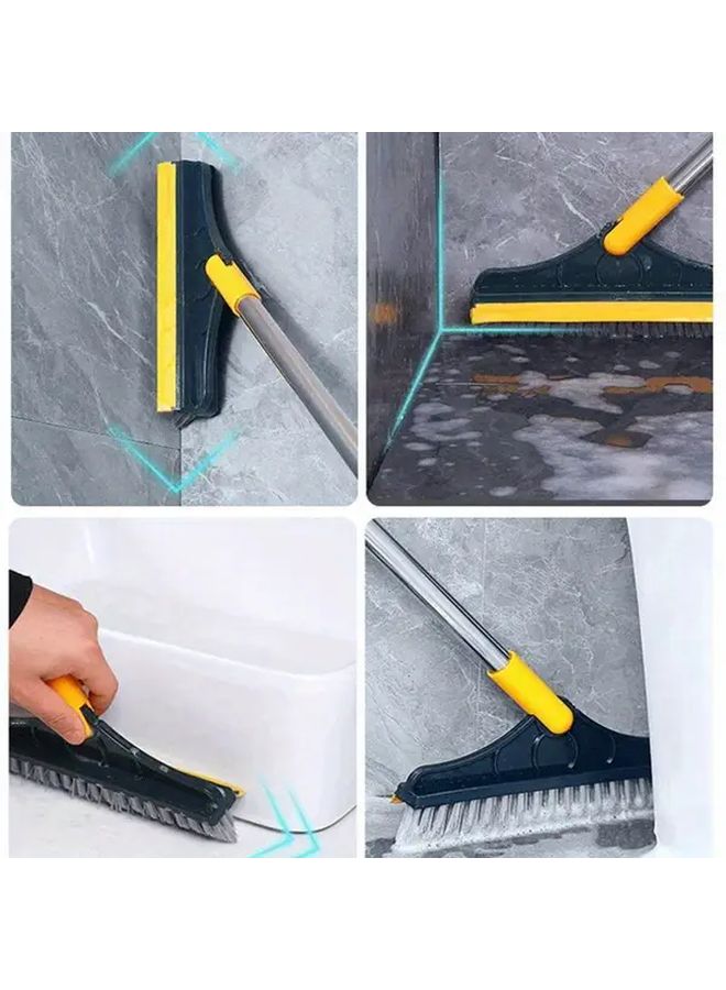 2 in 1 Rotating Floor Scrub Brush and Mop with Long Handle Heavy Duty Stiff Bristle Broom Ergonomic Grip Black Durable Plastic Construction for Bathroom Kitchen Tile Vinyl Linoleum Floors Commercial and Home Use Space Saving Design Easy Storage Multi Surface Floor Cleaner - Image 4