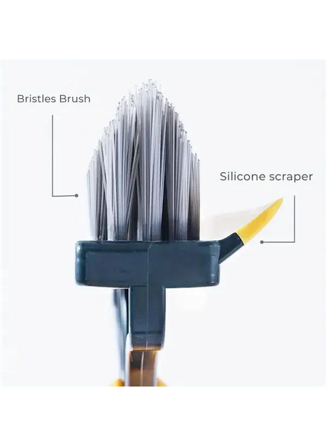 2 in 1 Rotating Floor Scrub Brush and Mop with Long Handle Heavy Duty Stiff Bristle Broom Ergonomic Grip Black Durable Plastic Construction for Bathroom Kitchen Tile Vinyl Linoleum Floors Commercial and Home Use Space Saving Design Easy Storage Multi Surface Floor Cleaner - Image 5