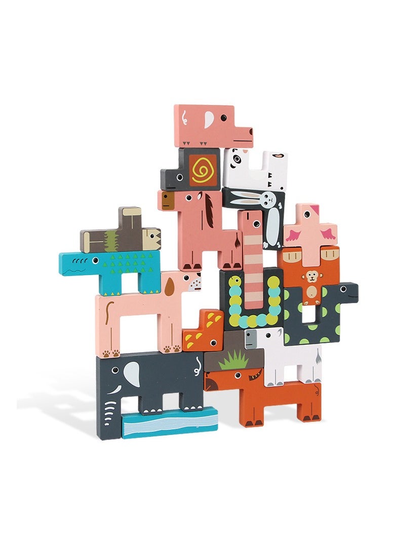 YelaJoy BabyBoss Wooden Puzzle Brain Teasers Toy Building Blocks Animal Tetris Intelligence Educational Toys for Preschool  - Image 1