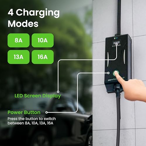 ZFP ZeroFootprint 3.5 kW Portable EV Car Charger | Display Screen | 16A Type 2 AC | IP65 Waterproof | Standard 3-pin Plug | 5m Cable | All Protections | Adjustable Current | Upto 5-yr Warranty* - Image 5