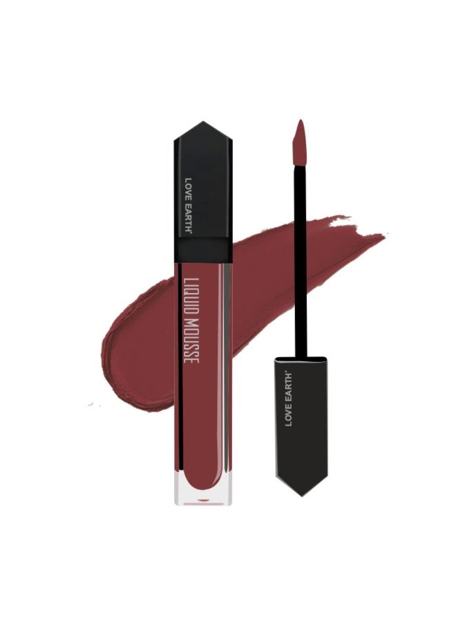 Love Earth Liquid Mousse Lipstick - Irish Coffee Matte Finish | Lightweight, Non-Sticky, Non-Drying,Transferproof, Waterproof | Lasts Up To 12 Hours With Vitamin E And Jojoba Oil - 6Ml - Image 1