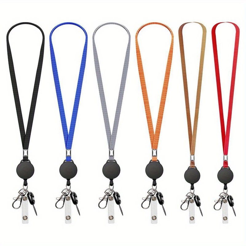 Orange Retractable Badge Holder Neck Lanyard with Card ID Key Chain Anti Loss Office Supply - Image 3