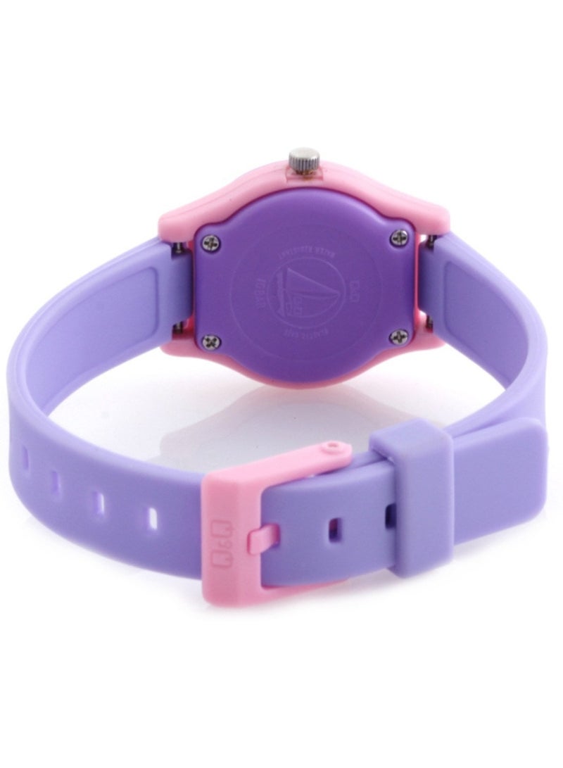Q&Q Kids Unisex Analog Quartz Watch VQ13J010Y, Purple/Pink with Cartoon Cat Dial - Image 2