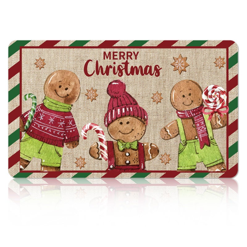 Tinideya Winter Dish Drying Mat for Kitchen Counter 12 x 20 Inch Coffee Bar Winter Mat Small Absorbent Holiday Dish Drainer Pad for Holiday Kitchen Accessories Decor(Gingerbread) - Image 1