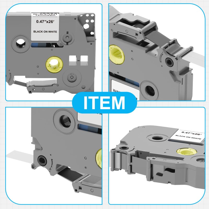 Timorn Label Maker Tape 12mm 0.47 White Replacement for Brother TZ TZe-231, Laminated Black on White Labels Refill Compatible with P Touch PT-D210 D220 H110 D200 D400 6 Pack - Image 3