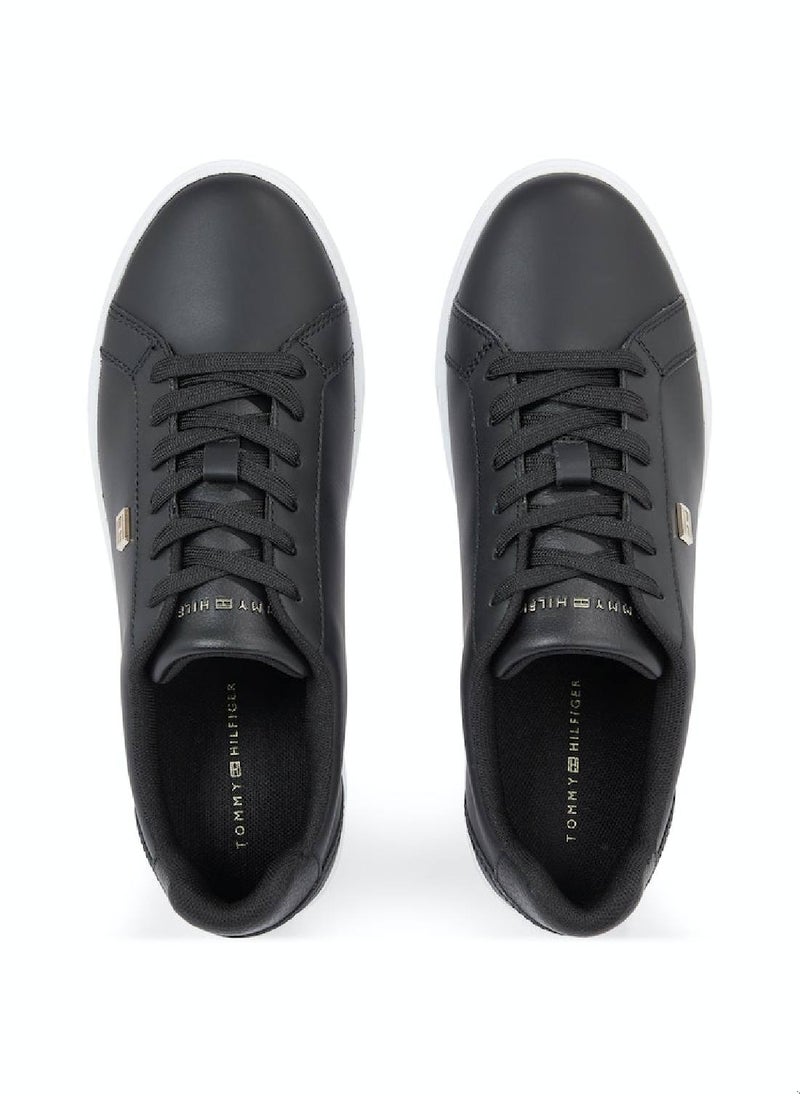 Women's Essential Leather Cupsole Court Trainers -  Leather upper, Black - pzsku/ZD17874F7FF73862A40F5Z/45/_/1724216617/9f983192-bfa3-4776-b5aa-ea2f34378a32